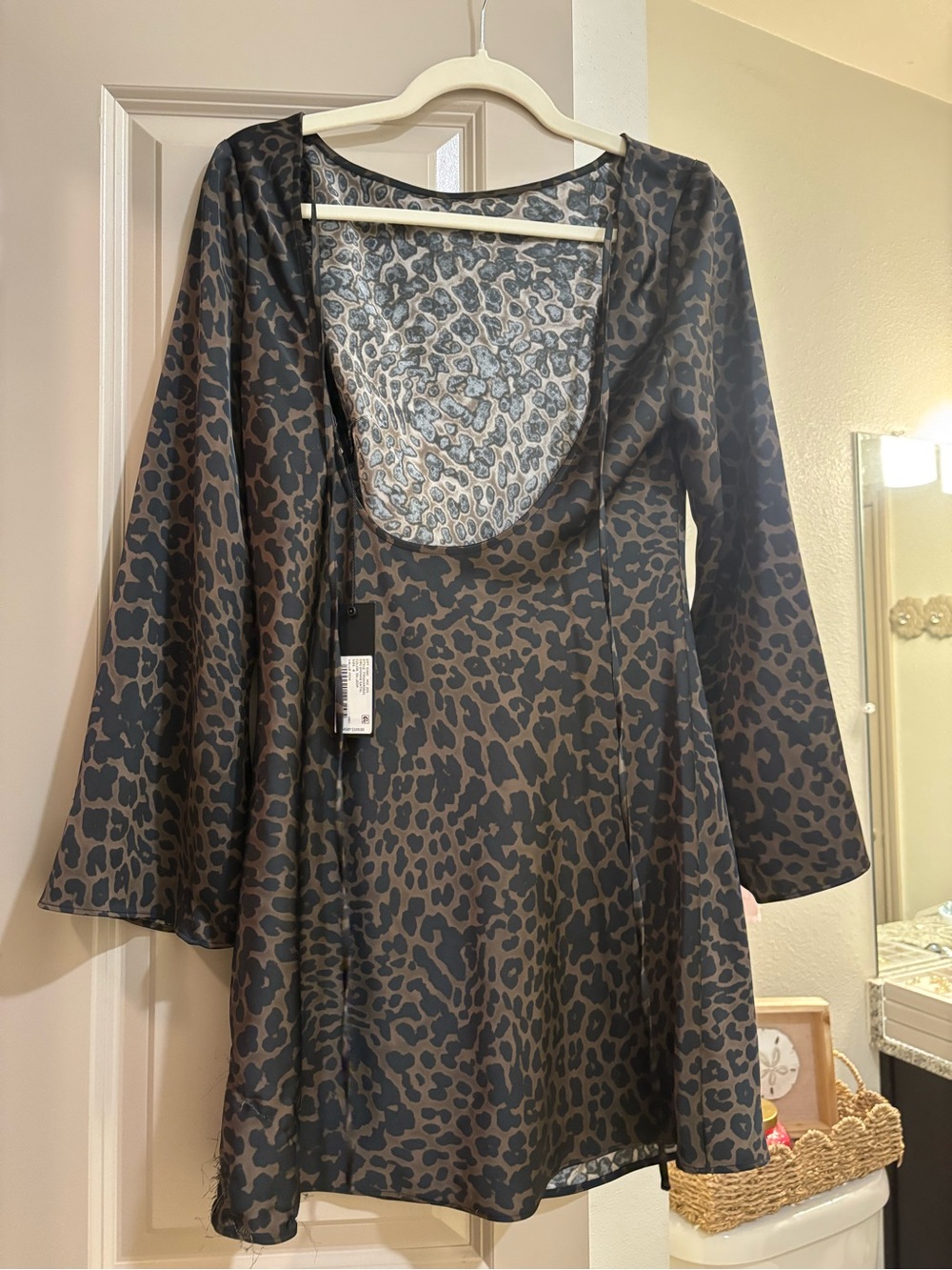 Gianni Bini Brown and Black Leopard Print Mini Dress